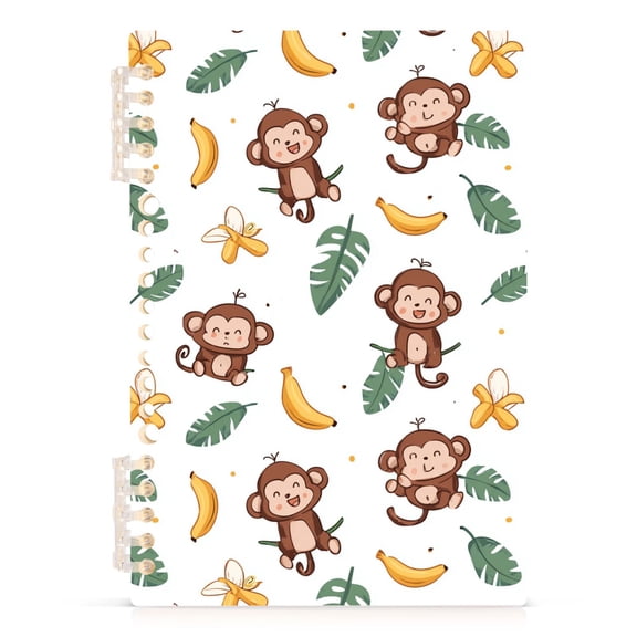 Spiral Journal Notebook Cartoon Monkey A5 Lined Hardcover PP Material with 60 Pages Paper College Ruled Notebook for Work Note Taking Writing 5.7x8.3 Inch