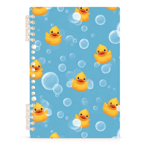 Spiral Journal Notebook Cartoon Yellow Duck A5 Lined Hardcover PP Material with 60 Pages Paper College Ruled Notebook for Work Note Taking Writing 5.7x8.3 Inch