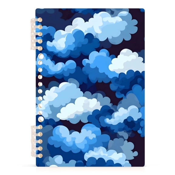 Spiral Journal Notebook Cascading Blue Clouds A5 Lined Hardcover PP Material with 60 Pages Paper College Ruled Notebook for Work Note Taking Writing 5.7x8.3 Inch