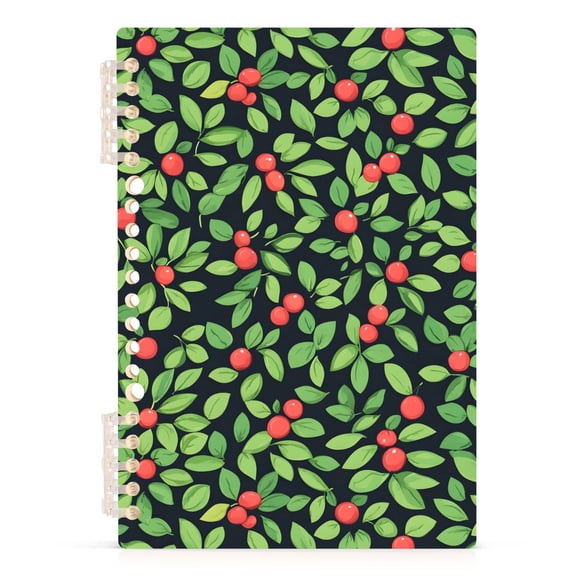 Spiral Journal Notebook Cherry Leaves A5 Lined Hardcover PP Material with 60 Pages Paper College Ruled Notebook for Work Note Taking Writing 5.7x8.3 Inch