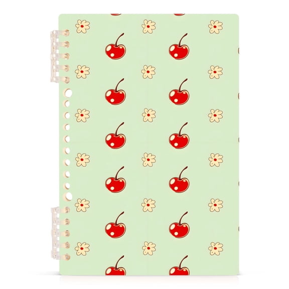 Spiral Journal Notebook Cherry Leaves Red A5 Lined Hardcover PP Material with 60 Pages Paper College Ruled Notebook for Work Note Taking Writing 5.7x8.3 Inch