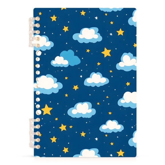 Spiral Journal Notebook Clouds Star A5 Lined Hardcover PP Material with 60 Pages Paper College Ruled Notebook for Work Note Taking Writing 5.7x8.3 Inch