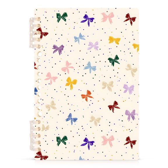 Spiral Journal Notebook Colorful Bowtie Polka Dot A5 Lined Hardcover PP Material with 60 Pages Paper College Ruled Notebook for Work Note Taking Writing 5.7x8.3 Inch