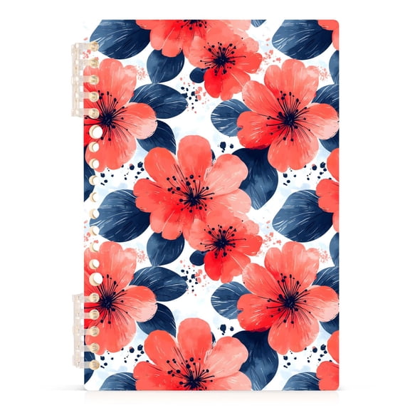 Spiral Journal Notebook Coral Blue Floral A5 Lined Hardcover PP Material with 60 Pages Paper College Ruled Notebook for Work Note Taking Writing 5.7x8.3 Inch