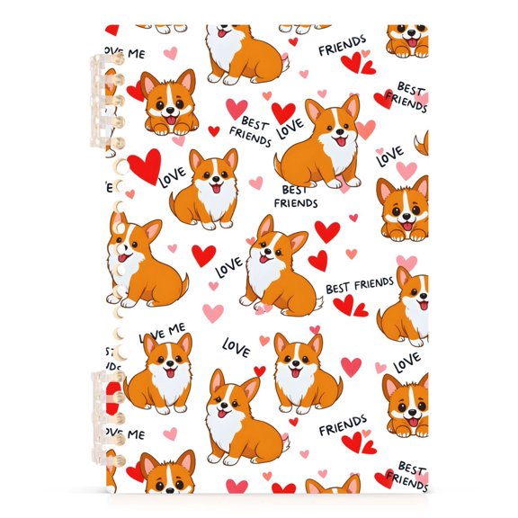 Spiral Journal Notebook Corgi Heart A5 Lined Hardcover PP Material with 60 Pages Paper College Ruled Notebook for Work Note Taking Writing 5.7x8.3 Inch