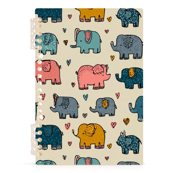 Spiral Journal Notebook Cute Cartoon Elephant A5 Lined Hardcover PP Material with 60 Pages Paper College Ruled Notebook for Work Note Taking Writing 5.7x8.3 Inch