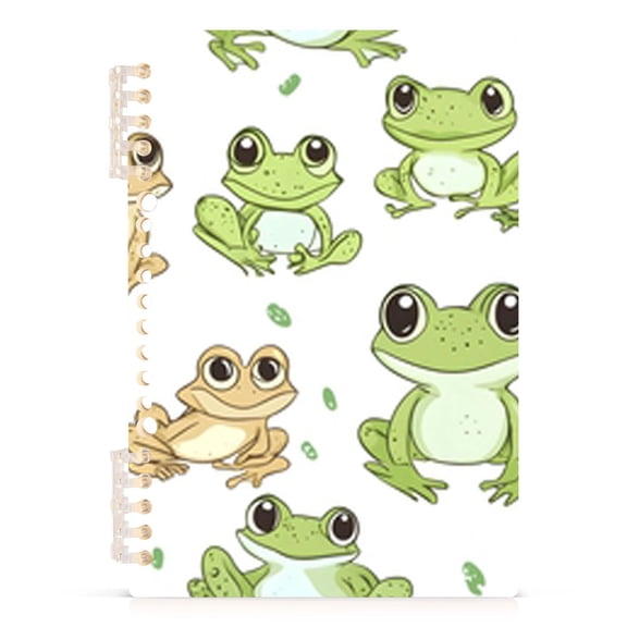 Spiral Journal Notebook Cute Cartoon Frog A5 Lined Hardcover PP Material with 60 Pages Paper College Ruled Notebook for Work Note Taking Writing 5.7x8.3 Inch