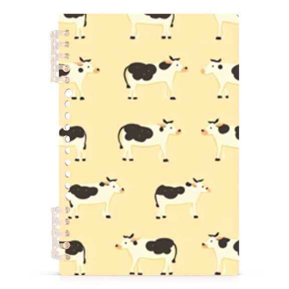 Spiral Journal Notebook Cute Cow on Beige A5 Lined Hardcover PP Material with 60 Pages Paper College Ruled Notebook for Work Note Taking Writing 5.7x8.3 Inch