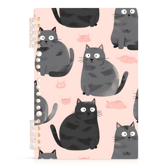 Spiral Journal Notebook Very Cute Gray British Short-haired A5 Lined Hardcover PP Material with 60 Pages Paper College Ruled Notebook for Work Note Taking Writing 5.7x8.3 Inch
