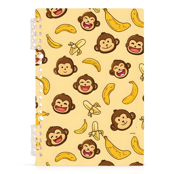 Spiral Journal Notebook Cute Monkey A5 Lined Hardcover PP Material with 60 Pages Paper College Ruled Notebook for Work Note Taking Writing 5.7x8.3 Inch