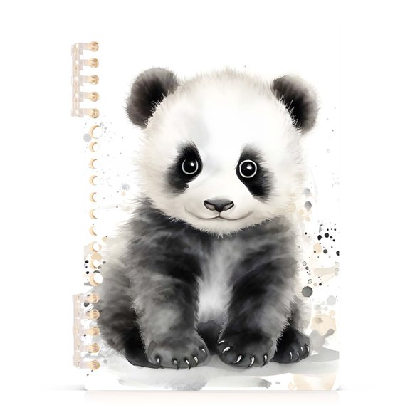 Spiral Journal Notebook Cute Panda A5 Lined Hardcover PP Material with 60 Pages Paper College Ruled Notebook for Work Note Taking Writing 5.7x8.3 Inch