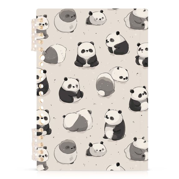 Spiral Journal Notebook Cute Panda A5 Lined Hardcover PP Material with 60 Pages Paper College Ruled Notebook for Work Note Taking Writing 5.7x8.3 Inch