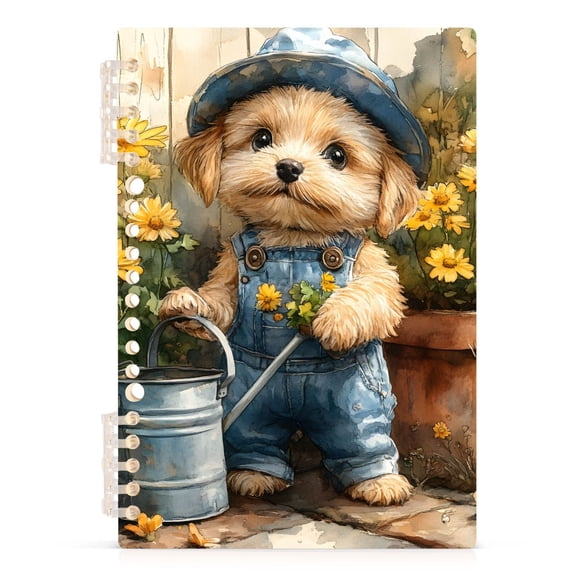 Spiral Journal Notebook Cute Puppy A5 Lined Hardcover PP Material with 60 Pages Paper College Ruled Notebook for Work Note Taking Writing 5.7x8.3 Inch