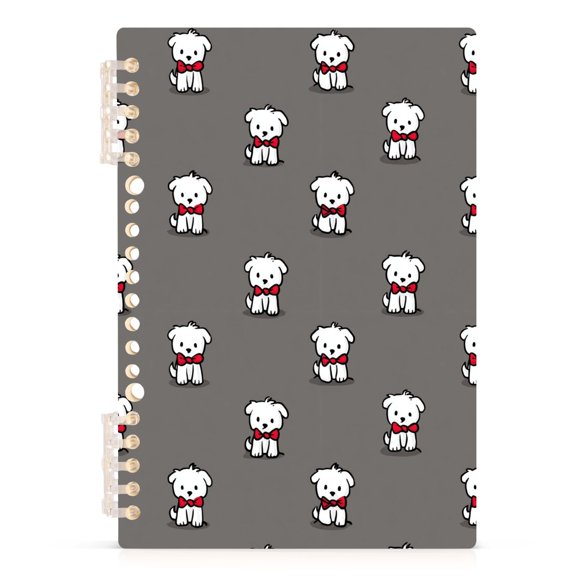 Spiral Journal Notebook Cute Tie Puppy A5 Lined Hardcover PP Material with 60 Pages Paper College Ruled Notebook for Work Note Taking Writing 5.7x8.3 Inch