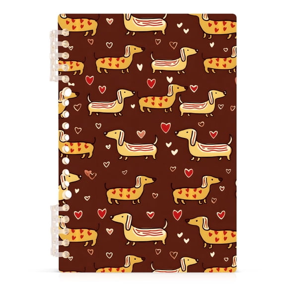 Spiral Journal Notebook Dachshund Heart A5 Lined Hardcover PP Material with 60 Pages Paper College Ruled Notebook for Work Note Taking Writing 5.7x8.3 Inch