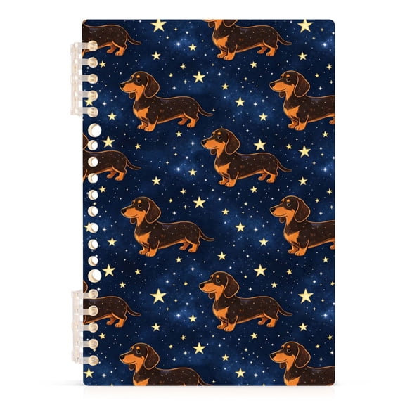 Spiral Journal Notebook Dachshund Starry Sky A5 Lined Hardcover PP Material with 60 Pages Paper College Ruled Notebook for Work Note Taking Writing 5.7x8.3 Inch