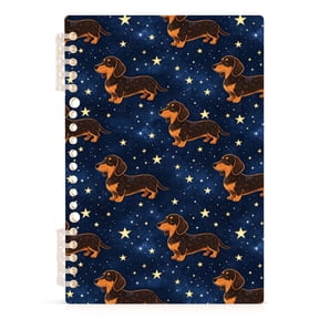 Spiral Journal Notebook Dachshund Starry Sky A5 Lined Hardcover PP Material with 60 Pages Paper College Ruled Notebook for Work Note Taking Writing 5.7x8.3 Inch