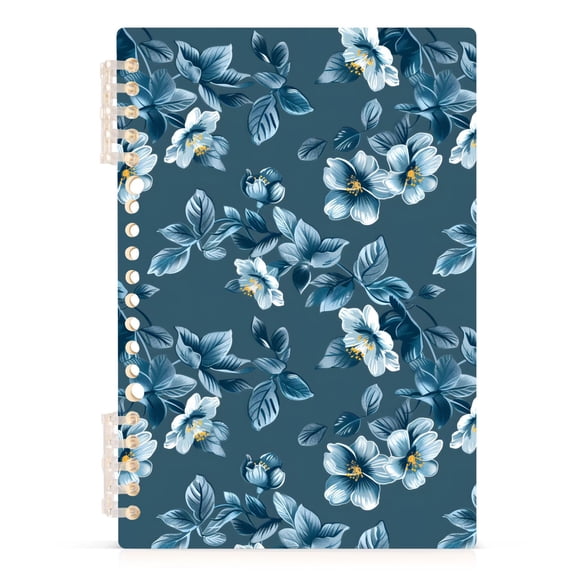 Spiral Journal Notebook Digital Draw Floral A5 Lined Hardcover PP Material with 60 Pages Paper College Ruled Notebook for Work Note Taking Writing 5.7x8.3 Inch