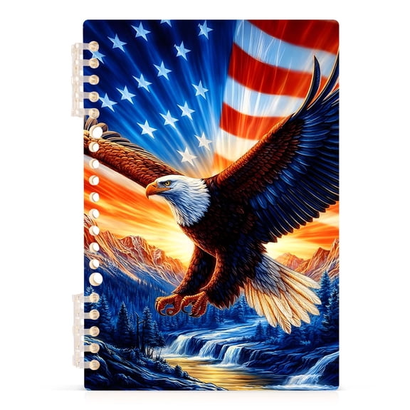 Spiral Journal Notebook Eagle National Flag Mountain A5 Lined Hardcover PP Material with 60 Pages Paper College Ruled Notebook for Work Note Taking Writing 5.7x8.3 Inch