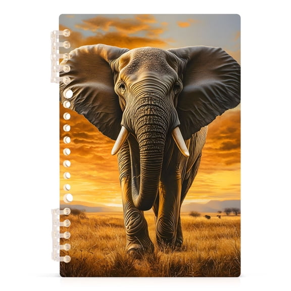 Spiral Journal Notebook Elephant A5 Lined Hardcover PP Material with 60 Pages Paper College Ruled Notebook for Work Note Taking Writing 5.7x8.3 Inch