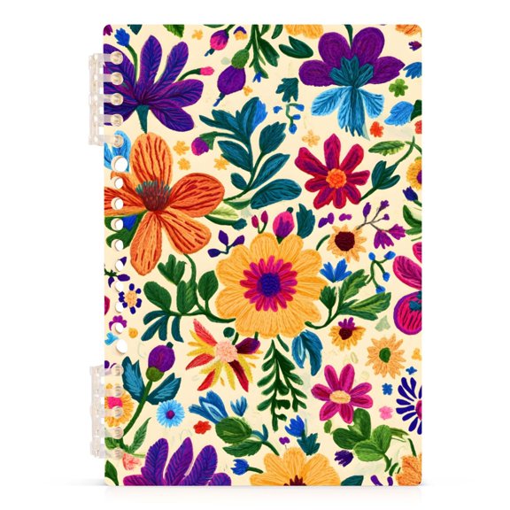 Spiral Journal Notebook Embroidery Flower One A5 Lined Hardcover PP Material with 60 Pages Paper College Ruled Notebook for Work Note Taking Writing 5.7x8.3 Inch