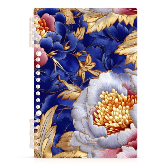 Spiral Journal Notebook Embroidery Pink Flowers A5 Lined Hardcover PP Material with 60 Pages Paper College Ruled Notebook for Work Note Taking Writing 5.7x8.3 Inch