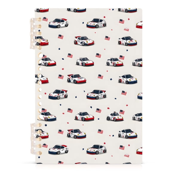Spiral Journal Notebook Falg Racing Car A5 Lined Hardcover PP Material with 60 Pages Paper College Ruled Notebook for Work Note Taking Writing 5.7x8.3 Inch
