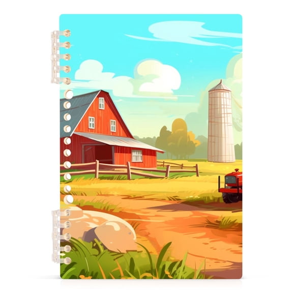 Spiral Journal Notebook Farmhouse Landscape College Ruled Notebook 8.3" x 5.7" A5 Lined Thick Paper Page