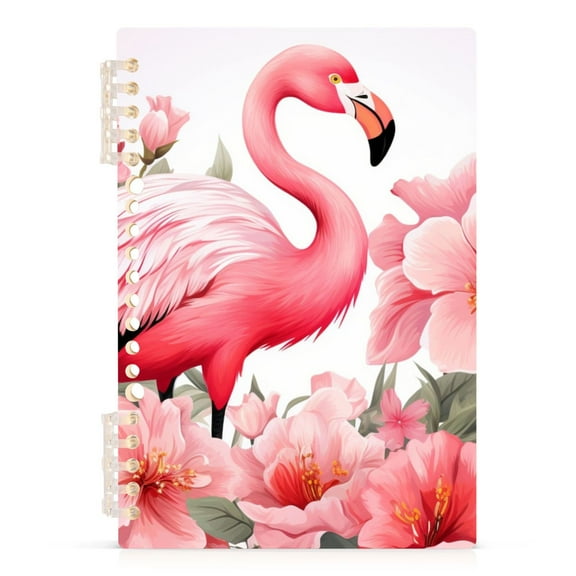 Spiral Journal Notebook Flamingo Tropical Flowers College Ruled Notebook 8.3" x 5.7" A5 Lined Thick Paper Page