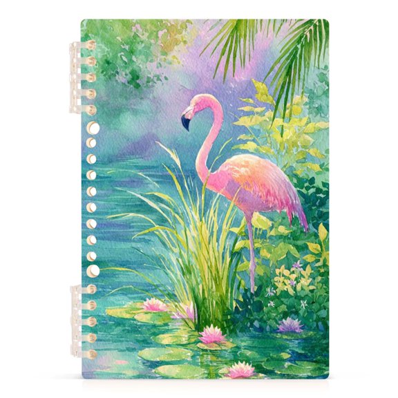 Spiral Journal Notebook Flamingos A5 Lined Hardcover PP Material with 60 Pages Paper College Ruled Notebook for Work Note Taking Writing 5.7x8.3 Inch