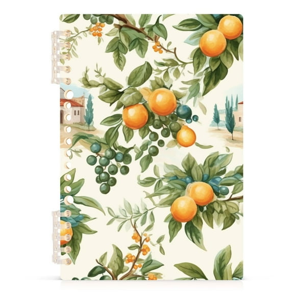 Spiral Journal Notebook Fruit Orange Landscape College Ruled Notebook 8.3" x 5.7" A5 Lined Thick Paper Page