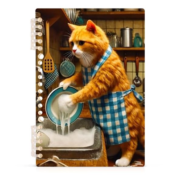 Spiral Journal Notebook Funny Cat A5 Lined Hardcover PP Material with 60 Pages Paper College Ruled Notebook for Work Note Taking Writing 5.7x8.3 Inch