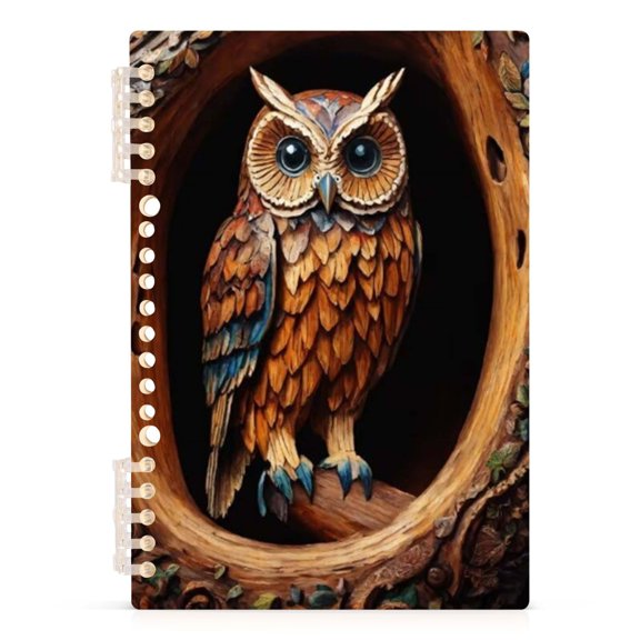 Spiral Journal Notebook Funny Owl Decor A5 Lined Hardcover PP Material with 60 Pages Paper College Ruled Notebook for Work Note Taking Writing 5.7x8.3 Inch