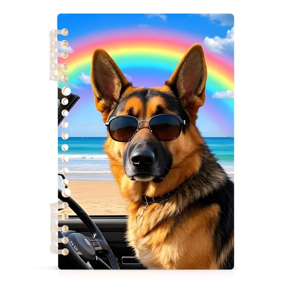 Spiral Journal Notebook German Shepherd Dog Rainbow A5 Lined Hardcover PP Material with 60 Pages Paper College Ruled Notebook for Work Note Taking Writing 5.7x8.3 Inch