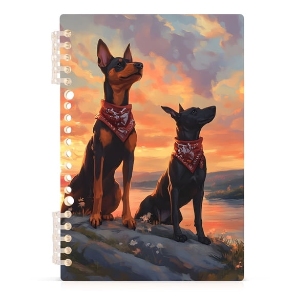 Spiral Journal Notebook German Shepherd Dog Sunset A5 Lined Hardcover PP Material with 60 Pages Paper College Ruled Notebook for Work Note Taking Writing 5.7x8.3 Inch