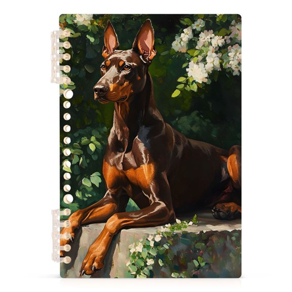Spiral Journal Notebook German Shepherd White Flowers A5 Lined Hardcover PP Material with 60 Pages Paper College Ruled Notebook for Work Note Taking Writing 5.7x8.3 Inch