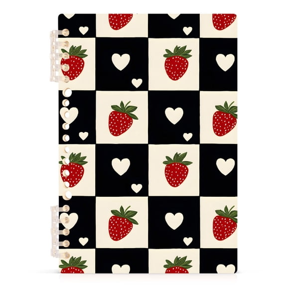 Spiral Journal Notebook Grid Strawberry Heart-shaped A5 Lined Hardcover PP Material with 60 Pages Paper College Ruled Notebook for Work Note Taking Writing 5.7x8.3 Inch