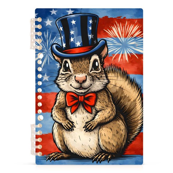 Spiral Journal Notebook Groundhog American Flag A5 Lined Hardcover PP Material with 60 Pages Paper College Ruled Notebook for Work Note Taking Writing 5.7x8.3 Inch