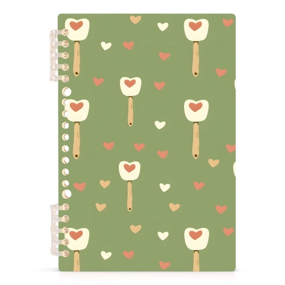 Spiral Journal Notebook Heart A5 Lined Hardcover PP Material with 60 Pages Paper College Ruled Notebook for Work Note Taking Writing 5.7x8.3 Inch