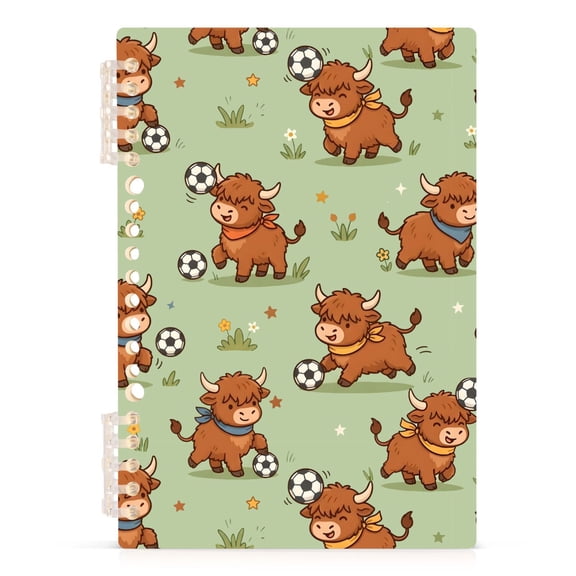 Spiral Journal Notebook Highland Cattle Playing Soccer A5 Lined Hardcover PP Material with 60 Pages Paper College Ruled Notebook for Work Note Taking Writing 5.7x8.3 Inch