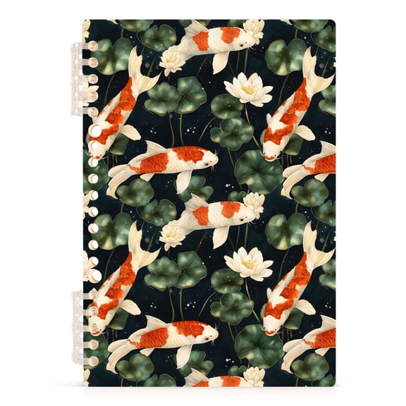 Spiral Journal Notebook Koi Lotus A5 Lined Hardcover PP Material with 60 Pages Paper College Ruled Notebook for Work Note Taking Writing 5.7x8.3 Inch