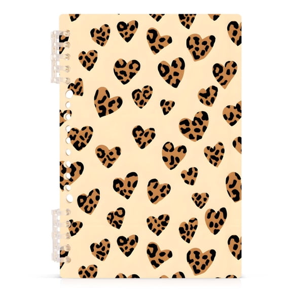 Spiral Journal Notebook Leopard Print Heart A5 Lined Hardcover PP Material with 60 Pages Paper College Ruled Notebook for Work Note Taking Writing 5.7x8.3 Inch