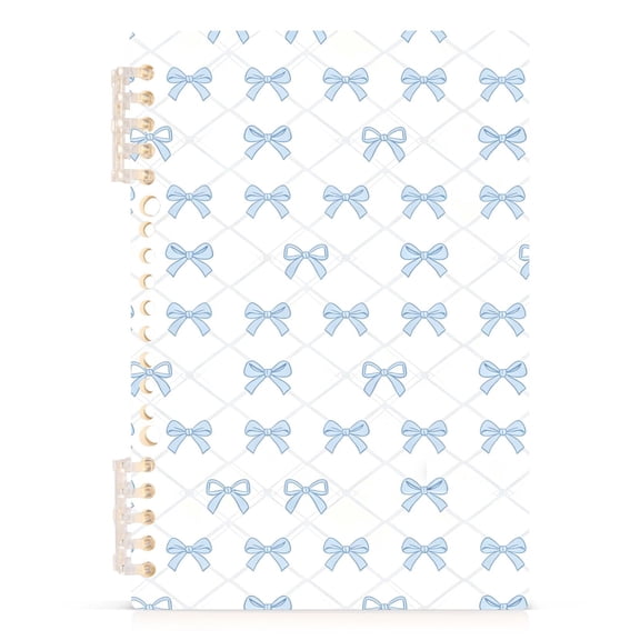 Spiral Journal Notebook Light Blue Bow A5 Lined Hardcover PP Material with 60 Pages Paper College Ruled Notebook for Work Note Taking Writing 5.7x8.3 Inch