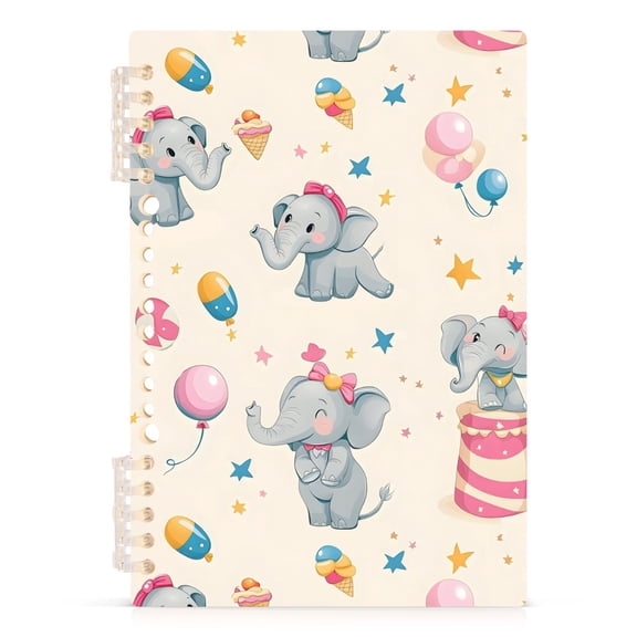 Spiral Journal Notebook Little Elephant A5 Lined Hardcover PP Material with 60 Pages Paper College Ruled Notebook for Work Note Taking Writing 5.7x8.3 Inch