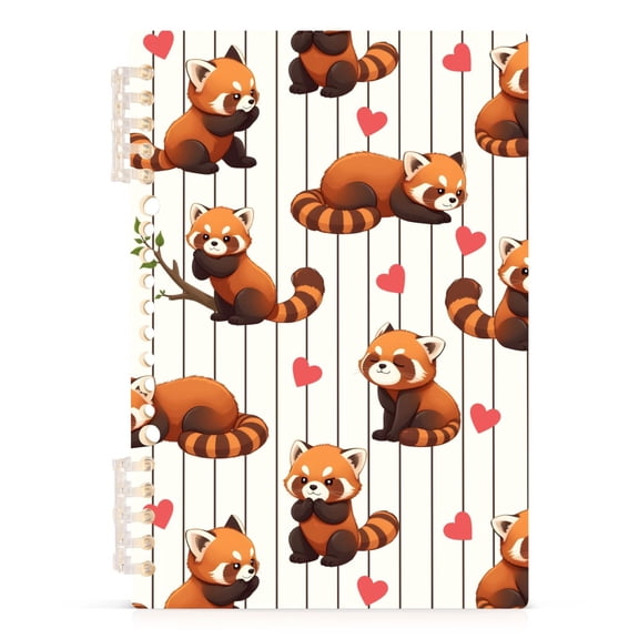 Spiral Journal Notebook Little Panda Heart A5 Lined Hardcover PP Material with 60 Pages Paper College Ruled Notebook for Work Note Taking Writing 5.7x8.3 Inch