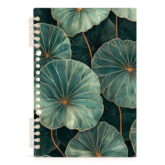 Spiral Journal Notebook Lotus Leaf A5 Lined Hardcover PP Material with 60 Pages Paper College Ruled Notebook for Work Note Taking Writing 5.7x8.3 Inch