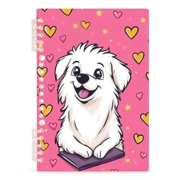 Spiral Journal Notebook Loving Dog Cartoon Picture A5 Lined Hardcover PP Material with 60 Pages Paper College Ruled Notebook for Work Note Taking Writing 5.7x8.3 Inch
