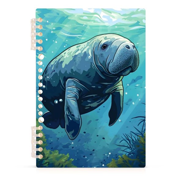Spiral Journal Notebook Manatee A5 Lined Hardcover PP Material with 60 Pages Paper College Ruled Notebook for Work Note Taking Writing 5.7x8.3 Inch