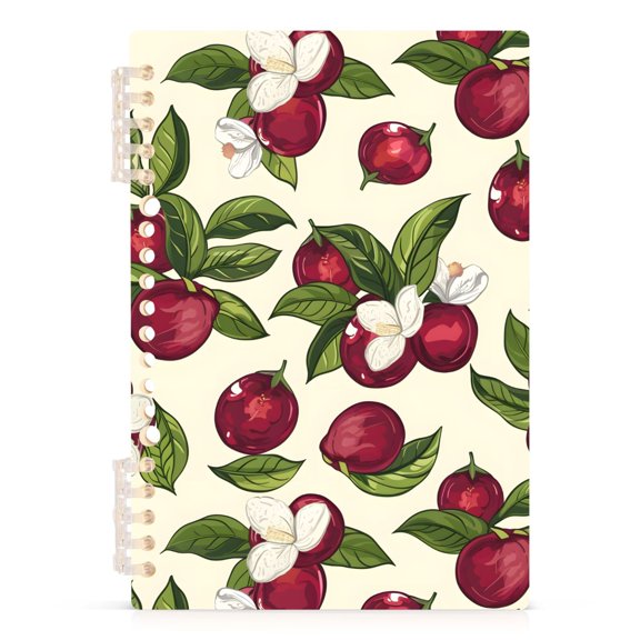 Spiral Journal Notebook Mangosteen Vector Drawing A5 Lined Hardcover PP Material with 60 Pages Paper College Ruled Notebook for Work Note Taking Writing 5.7x8.3 Inch