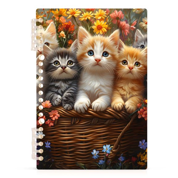 Spiral Journal Notebook Many Cat A5 Lined Hardcover PP Material with 60 Pages Paper College Ruled Notebook for Work Note Taking Writing 5.7x8.3 Inch